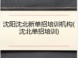沈阳沈北新单招培训机构(沈北单招培训)