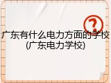 广东有什么电力方面的学校(广东电力学校)