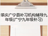 肇庆广宁县补习机构辅导九年级(广宁九年级补习)