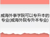 威海外事学院可以专升本的专业(威海外院专升本专业)