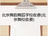 北京舞韵舞蹈学校收费(北京舞校收费)