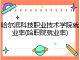 哈尔滨科技职业技术学院就业率(哈职院就业率)
