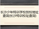 长沙少年特训学校技校地址查询(长沙特训校址查询)