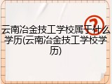 云南冶金技工学校属于什么学历(云南冶金技工学校学历)