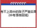 考不上高中的孩子严重后果(中考落榜困境)