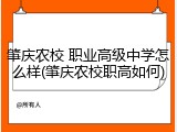 肇庆农校 职业高级中学怎么样(肇庆农校职高如何)