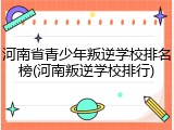 河南省青少年叛逆学校排名榜(河南叛逆学校排行)
