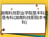 湖南科技职业学院是本科还是专科(湖南科技职院本专科)