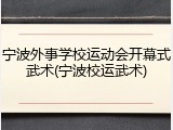 宁波外事学校运动会开幕式武术(宁波校运武术)