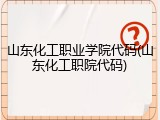 山东化工职业学院代码(山东化工职院代码)