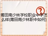 莆田南少林学校职业中学怎么样(莆田南少林职中如何)