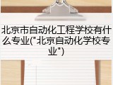 北京市自动化工程学校有什么专业("北京自动化学校专业")