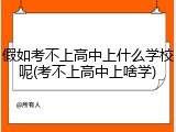 假如考不上高中上什么学校呢(考不上高中上啥学)