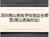深圳南山贵族学校地址在哪里(南山贵族校址)