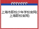 上海市职校少年学校官网(上海职校官网)