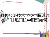 蚌埠经济技术学校中职班怎么样(蚌埠职校中职班如何)