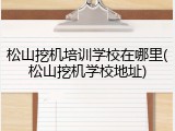 松山挖机培训学校在哪里(松山挖机学校地址)