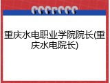 重庆水电职业学院院长(重庆水电院长)