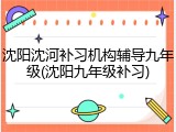 沈阳沈河补习机构辅导九年级(沈阳九年级补习)