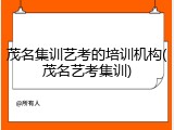 茂名集训艺考的培训机构(茂名艺考集训)