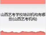 山西艺考学校培训机构有哪些(山西艺考机构)