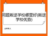 问题叛逆学校哪里好(叛逆学校优势)