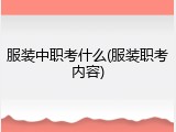 服装中职考什么(服装职考内容)