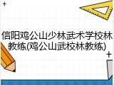 信阳鸡公山少林武术学校林教练(鸡公山武校林教练)