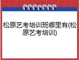松原艺考培训班哪里有(松原艺考培训)