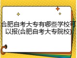 合肥自考大专有哪些学校可以报(合肥自考大专院校)