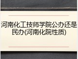 河南化工技师学院公办还是民办(河南化院性质)