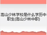 嵩山少林学校是什么学历中职生(嵩山少林中职)