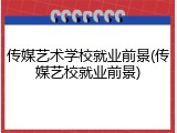 传媒艺术学校就业前景(传媒艺校就业前景)