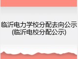 临沂电力学校分配去向公示(临沂电校分配公示)