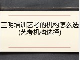 三明培训艺考的机构怎么选(艺考机构选择)