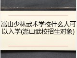 嵩山少林武术学校什么人可以入学(嵩山武校招生对象)
