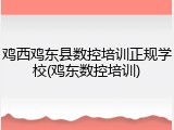 鸡西鸡东县数控培训正规学校(鸡东数控培训)
