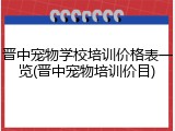 晋中宠物学校培训价格表一览(晋中宠物培训价目)