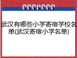武汉有哪些小学寄宿学校名单(武汉寄宿小学名单)