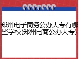 郑州电子商务公办大专有哪些学校(郑州电商公办大专)