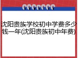 沈阳贵族学校初中学费多少钱一年(沈阳贵族初中年费)