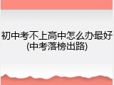 初中考不上高中怎么办最好(中考落榜出路)