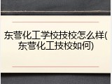 东营化工学校技校怎么样(东营化工技校如何)