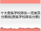 十大贵族学校排名一览表及分数线(贵族学校排名分数)