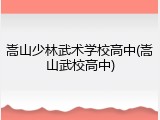 嵩山少林武术学校高中(嵩山武校高中)