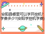安阳县哪里可以学开挖机?学费多少?(安阳学挖机学费)