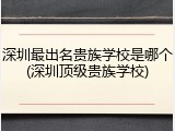深圳最出名贵族学校是哪个(深圳顶级贵族学校)