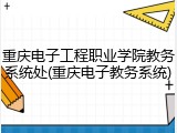 重庆电子工程职业学院教务系统处(重庆电子教务系统)