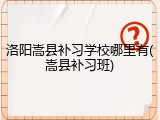 洛阳嵩县补习学校哪里有(嵩县补习班)