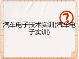 汽车电子技术实训(汽车电子实训)